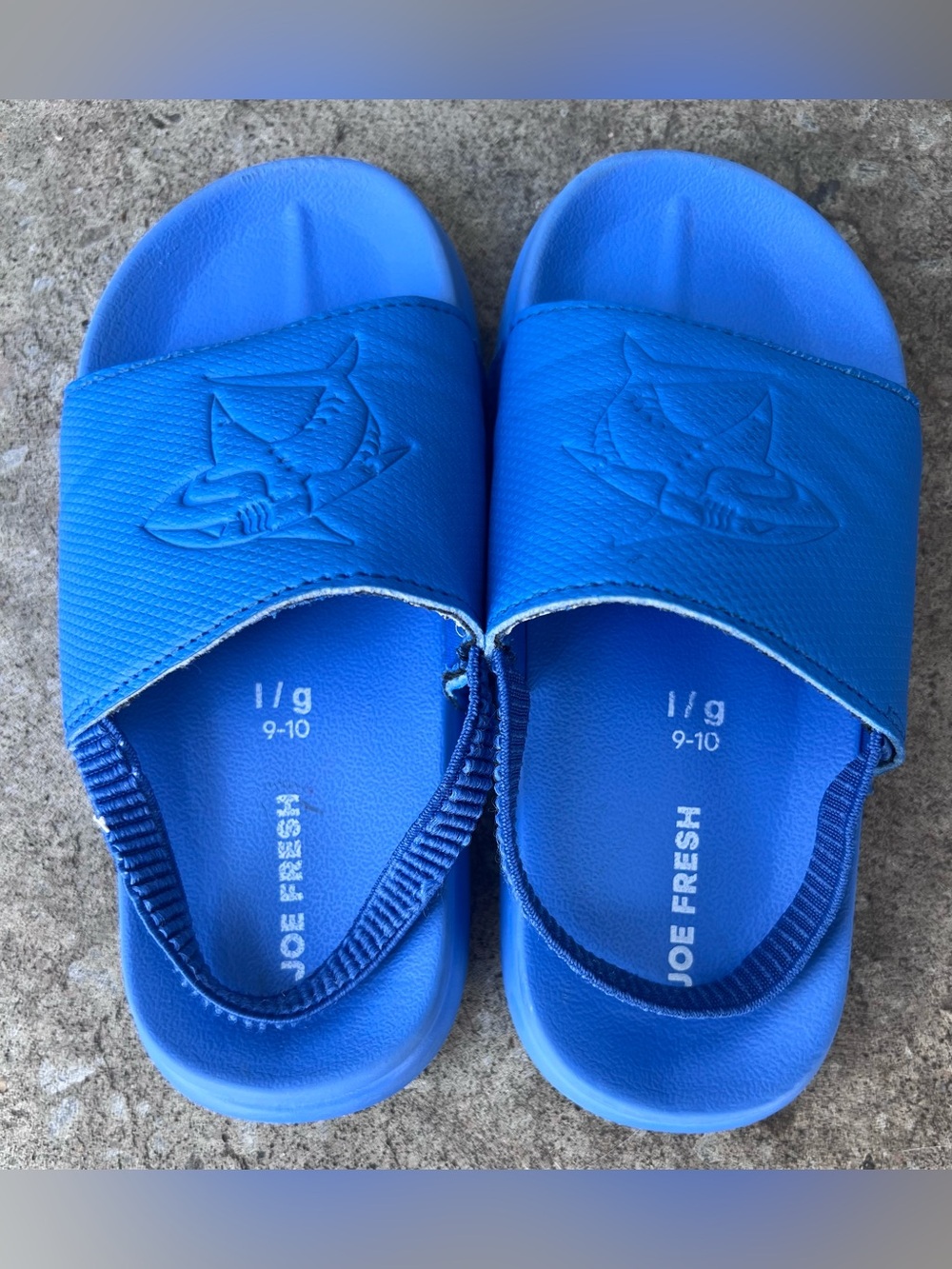Joe Fresh Bright Blue Shark Slide Sandals for Kids